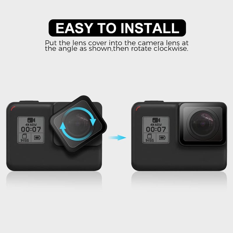 ParaPace Protective Lens Replacement for GoPro Hero 7 Black Glass Cover Case Action Camera Accessories Kits(Black) - Image 5